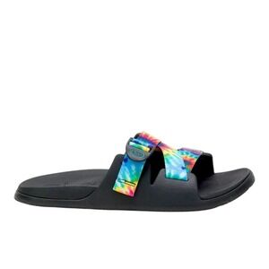 Chaco Chillos Slide Mens Size 11 Sandals Black Tie Dye Adjustable Straps Buckle